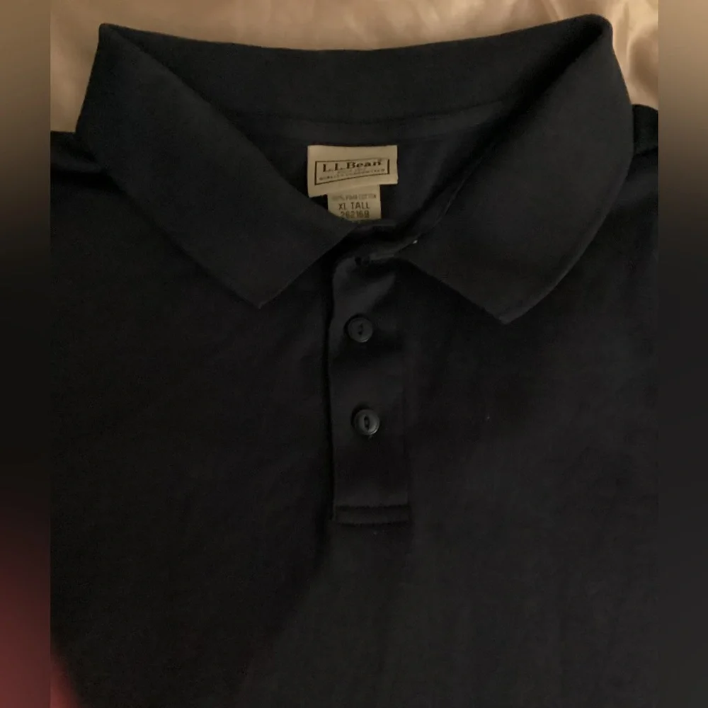 L.L Bean Men’s Short Sleeve Polo Tee Navy Blue 100% Pima Cotton Size XL Tall - Picture 2 of 6